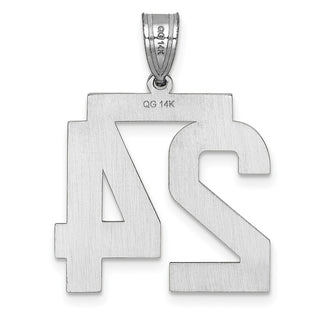 14k White Gold Large Diamond-Cut Number 24 Pendant