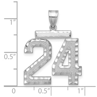 14k White Gold Large Diamond-Cut Number 24 Pendant