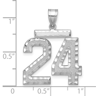 14k White Gold Large Diamond-Cut Number 24 Pendant