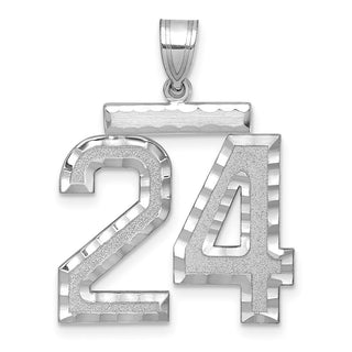 14k White Gold Large Diamond-Cut Number 24 Pendant