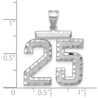 14k White Gold Large Diamond-Cut Number 25 Pendant