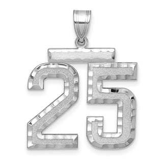 14k White Gold Large Diamond-Cut Number 25 Pendant
