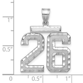 14k White Gold Large Diamond-Cut Number 26 Pendant