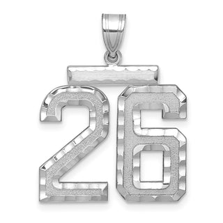 14k White Gold Large Diamond-Cut Number 26 Pendant