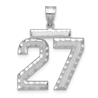 14k White Gold Large Diamond-Cut Number 27 Pendant