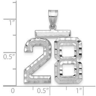14k White Gold Large Diamond-Cut Number 28 Pendant