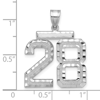 14k White Gold Large Diamond-Cut Number 28 Pendant