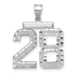 14k White Gold Large Diamond-Cut Number 28 Pendant