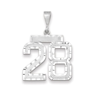 14k White Gold Large Diamond-Cut Number 28 Pendant