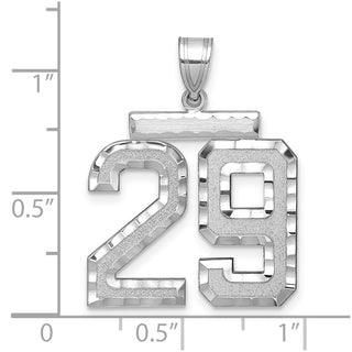 14k White Gold Large Diamond-Cut Number 29 Pendant