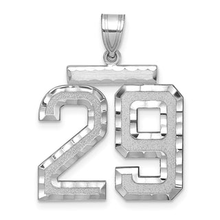 14k White Gold Large Diamond-Cut Number 29 Pendant