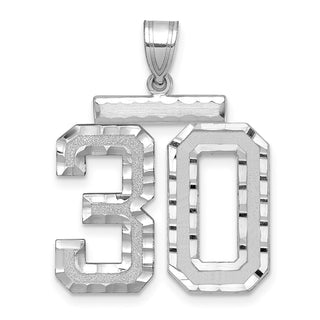 14k White Gold Large Diamond-Cut Number 30 Pendant