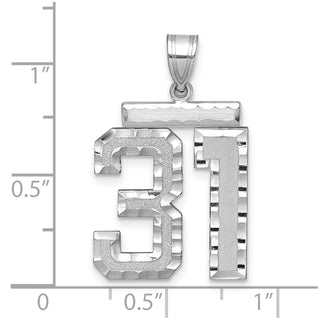 14k White Gold Large Diamond-Cut Number 31 Pendant