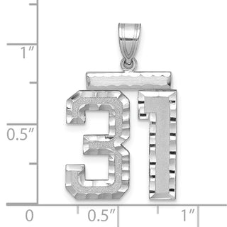 14k White Gold Large Diamond-Cut Number 31 Charm