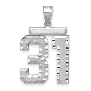 14k White Gold Large Diamond-Cut Number 31 Pendant