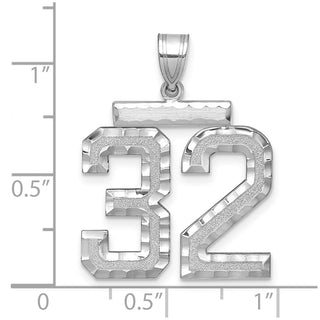 14k White Gold Large Diamond-Cut Number 32 Pendant