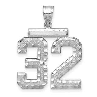 14k White Gold Large Diamond-Cut Number 32 Pendant