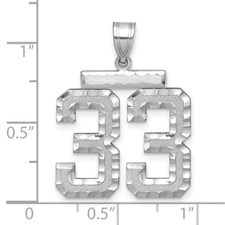 14k White Gold Large Diamond-Cut Number 33 Pendant
