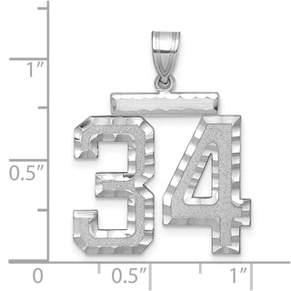 14k White Gold Large Diamond-Cut Number 34 Pendant