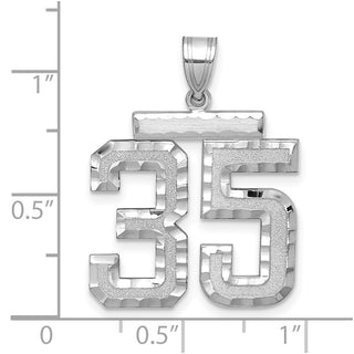14k White Gold Large Diamond-Cut Number 35 Pendant