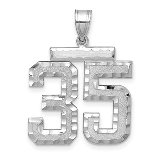 14k White Gold Large Diamond-Cut Number 35 Pendant