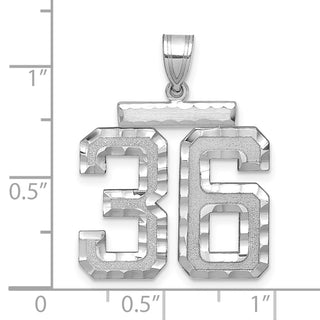 14k White Gold Large Diamond-Cut Number 36 Pendant