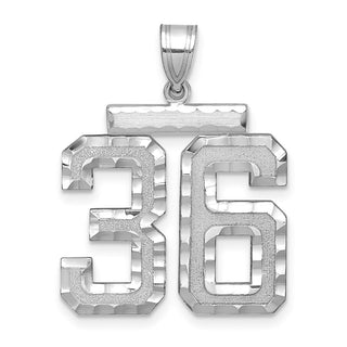 14k White Gold Large Diamond-Cut Number 36 Pendant