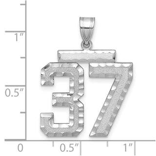 14k White Gold Large Diamond-Cut Number 37 Pendant