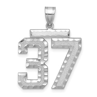 14k White Gold Large Diamond-Cut Number 37 Pendant