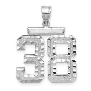 14k White Gold Large Diamond-Cut Number 38 Pendant