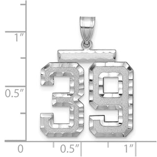 14k White Gold Large Diamond-Cut Number 39 Pendant