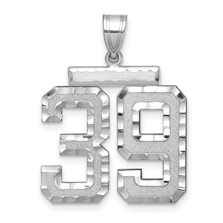 14k White Gold Large Diamond-Cut Number 39 Pendant