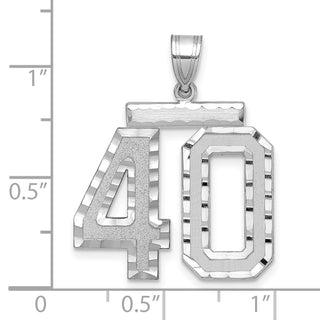 14k White Gold Large Diamond-Cut Number 40 Pendant