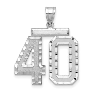 14k White Gold Large Diamond-Cut Number 40 Pendant