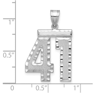 14k White Gold Large Diamond-Cut Number 41 Pendant