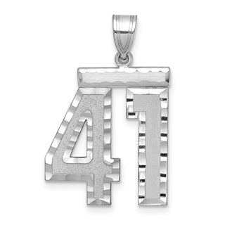 14k White Gold Large Diamond-Cut Number 41 Pendant
