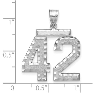 14k White Gold Large Diamond-Cut Number 42 Pendant