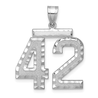 14k White Gold Large Diamond-Cut Number 42 Pendant