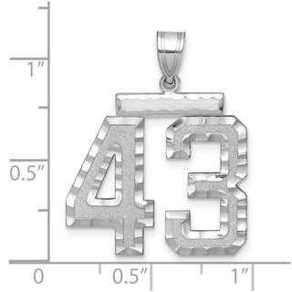 14k White Gold Large Diamond-Cut Number 43 Pendant