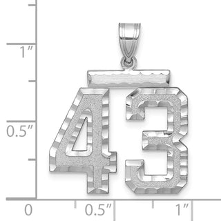 14k White Gold Large Diamond-Cut Number 43 Charm