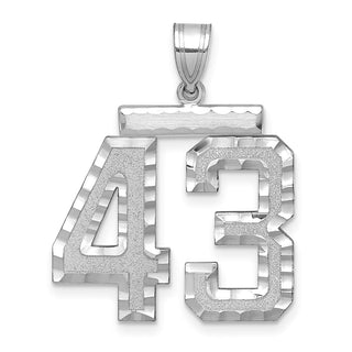 14k White Gold Large Diamond-Cut Number 43 Pendant