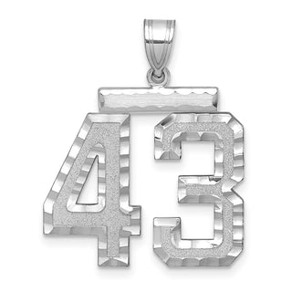 14k White Gold Large Diamond-Cut Number 43 Pendant