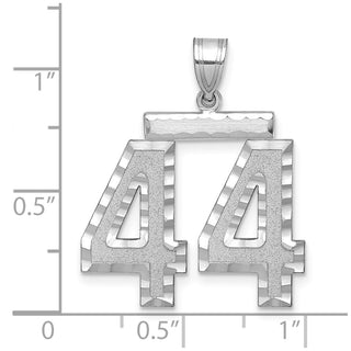 14k White Gold Large Diamond-Cut Number 44 Pendant