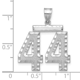 14k White Gold Large Diamond-Cut Number 44 Pendant