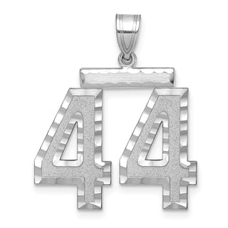 14k White Gold Large Diamond-Cut Number 44 Pendant