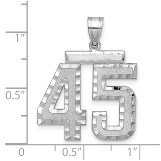 14k White Gold Large Diamond-Cut Number 45 Pendant