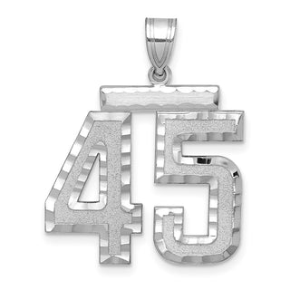 14k White Gold Large Diamond-Cut Number 45 Pendant