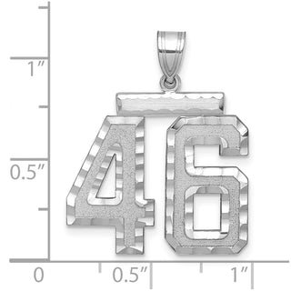 14k White Gold Large Diamond-Cut Number 46 Pendant