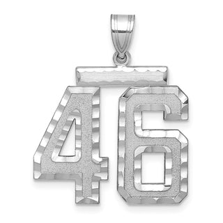 14k White Gold Large Diamond-Cut Number 46 Pendant