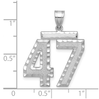 14k White Gold Large Diamond-Cut Number 47 Pendant